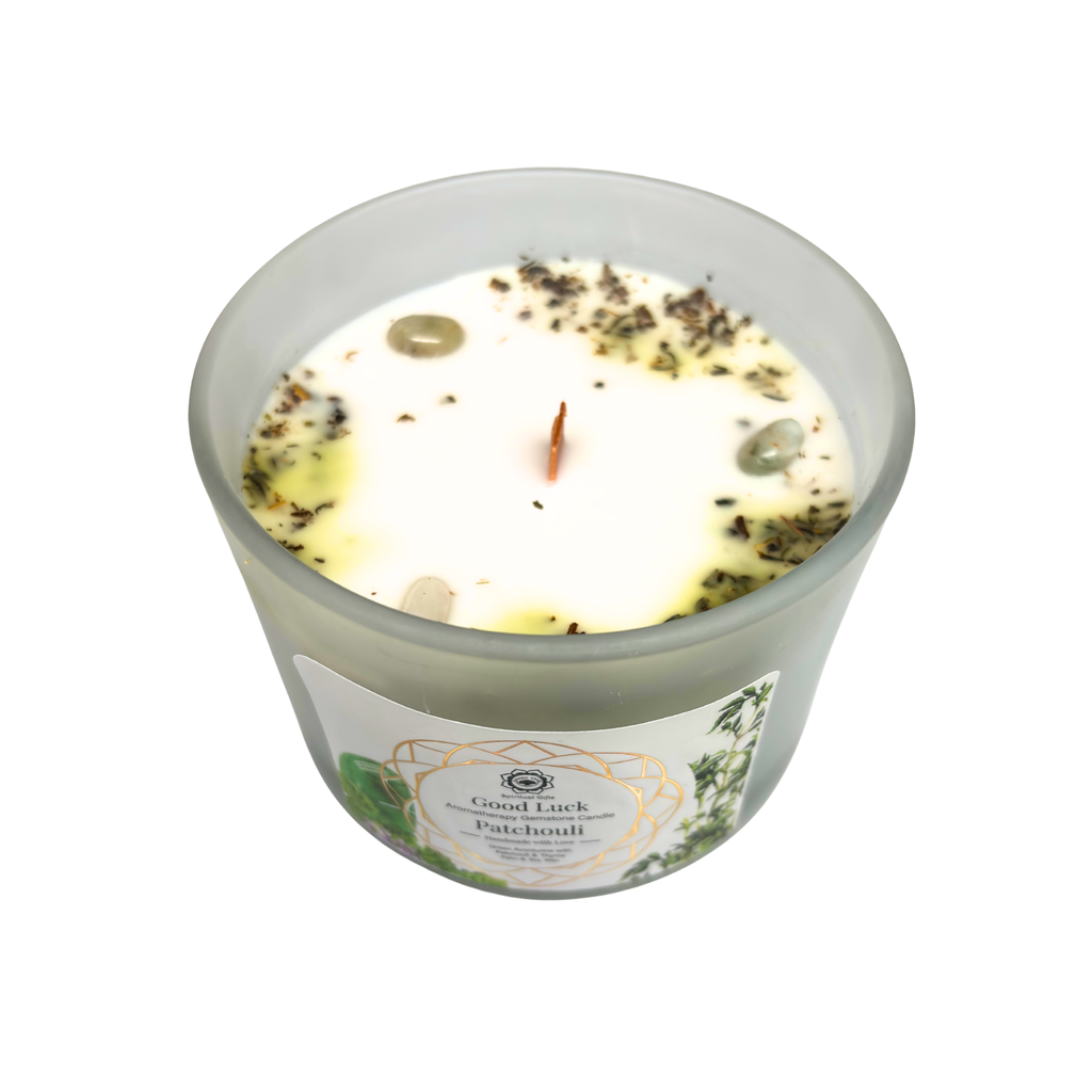 Bougie Chance – Aventurine Verte & Patchouli